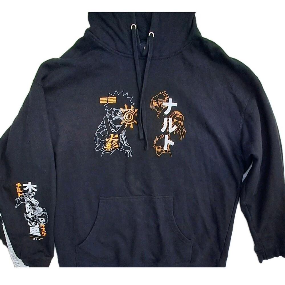 Vintage Naruto Hoodie Men's XL Goat Crew Masashi Collaboration Black Y2K